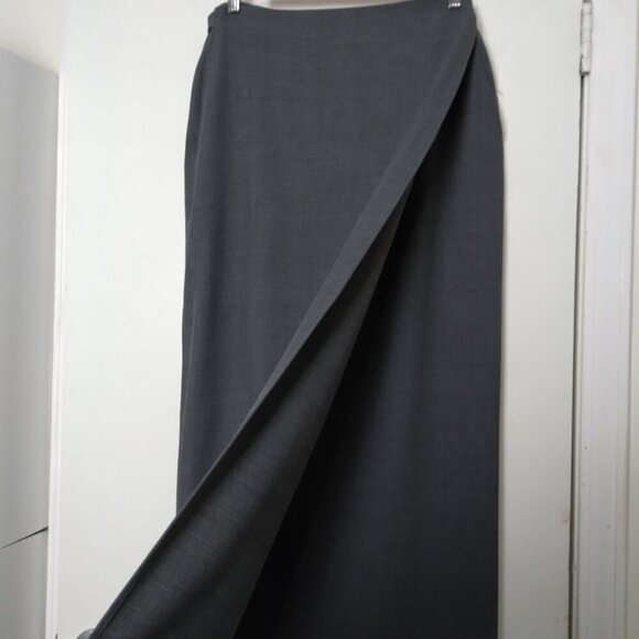Doncaster Grey LongMaxi WrapAround Skirt Wool Blend Italian Quality Garment Sz10 - Picture 13 of 13
